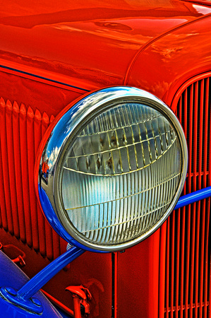 Red Antique Car Headlight
